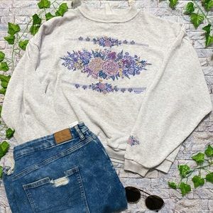 1980’s Vintage Floral Sweatshirt w/ Sleeve Detail